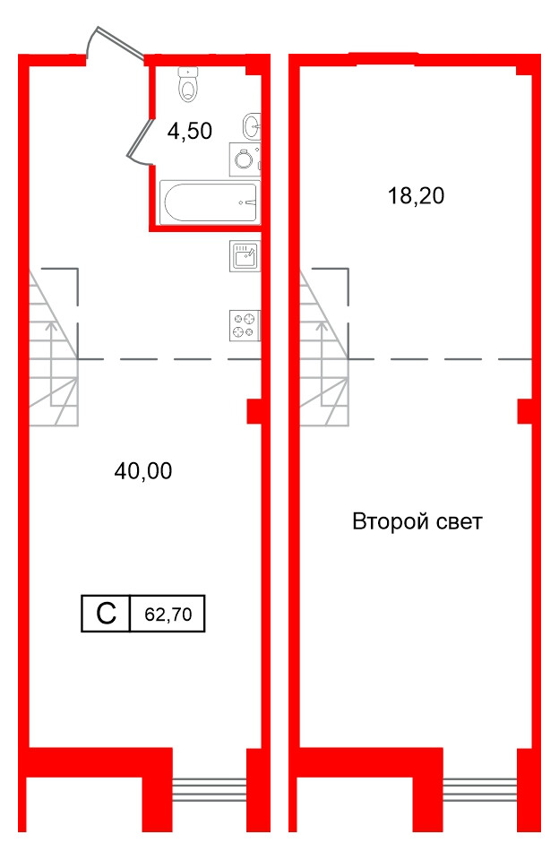 Апартаменты в ЖК Апарт-отель ФОМИН, студия, 62.7 м², 6 этаж