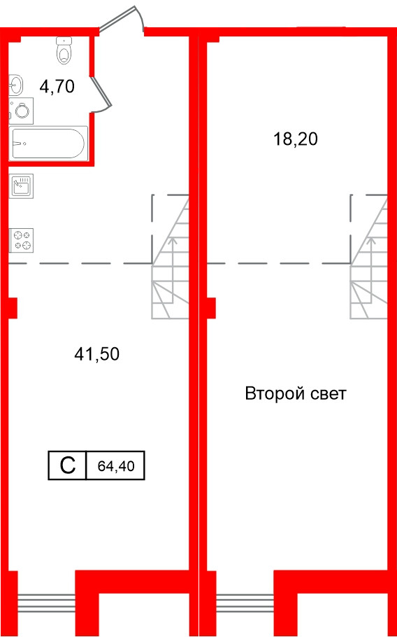 Апартаменты в ЖК Апарт-отель ФОМИН, студия, 64.4 м², 5 этаж
