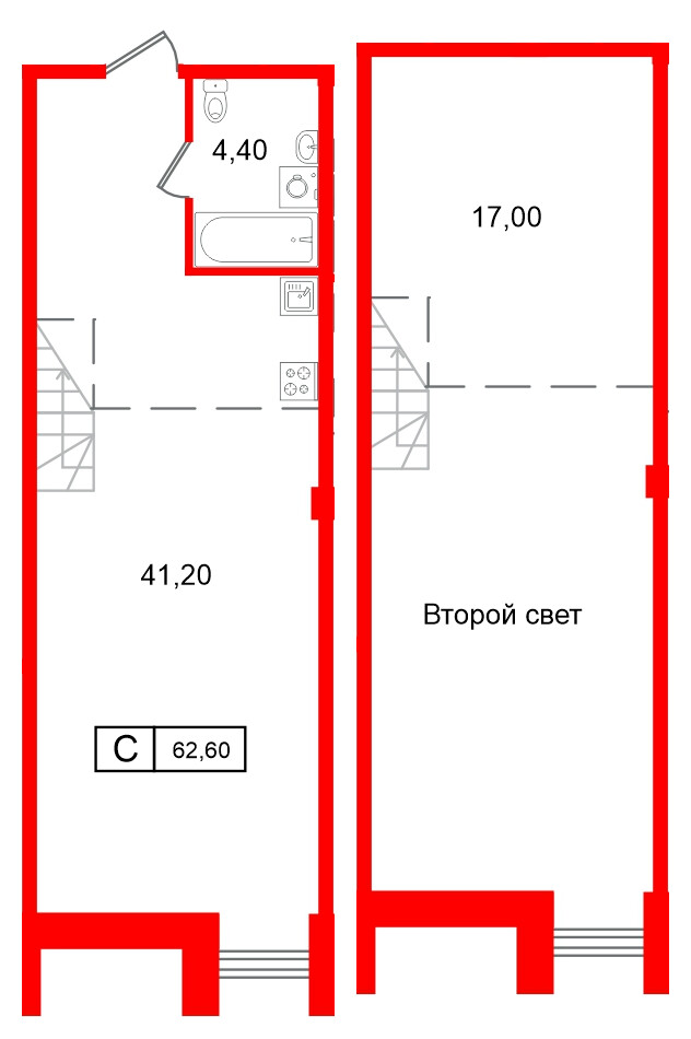 Апартаменты в ЖК Апарт-отель ФОМИН, студия, 62.6 м², 3 этаж
