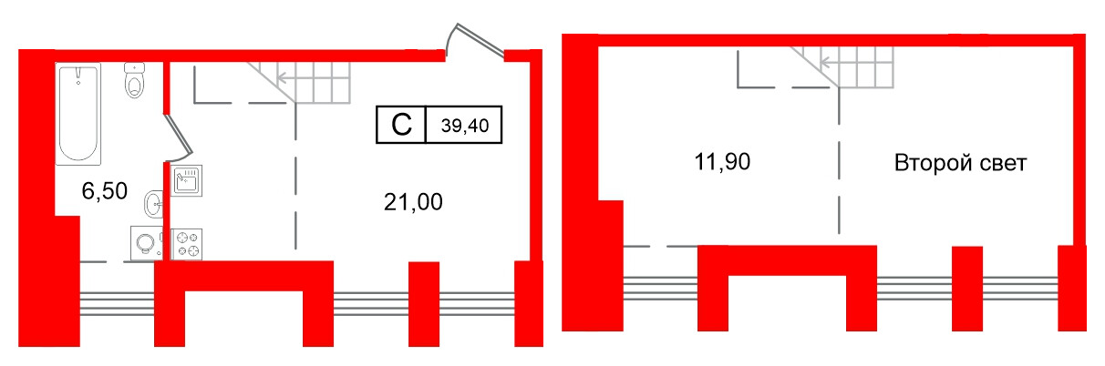Апартаменты в ЖК Апарт-отель ФОМИН, студия, 39.4 м², 3 этаж