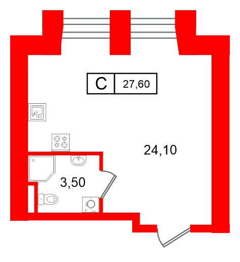 Апартаменты в ЖК Апарт-отель ФОМИН, студия, 27.6 м², 8 этаж
