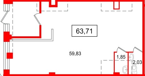 Помещение в ЖК Апарт-отель Well Балтийская, 63.71 м², 1 этаж