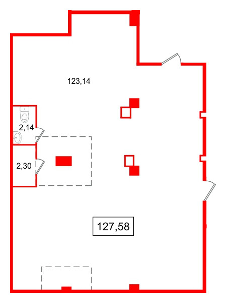 Помещение в ЖК Апарт-отель Well Балтийская, 127.58 м², 1 этаж