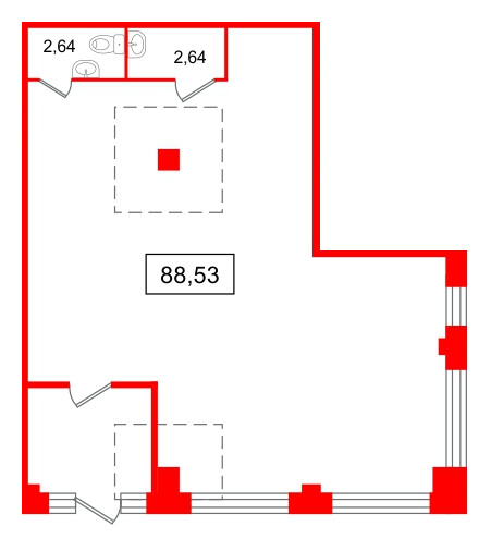 Помещение в ЖК Апарт-отель Well Балтийская, 88.53 м², 1 этаж