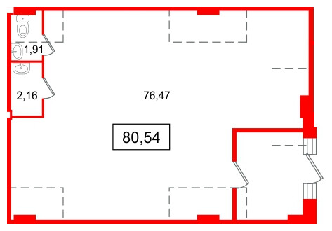 Помещение в ЖК Апарт-отель Well Балтийская, 80.54 м², 1 этаж