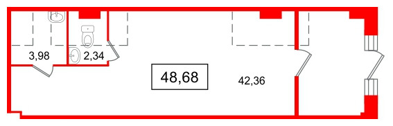 Помещение в ЖК Апарт-отель Well Балтийская, 48.68 м², 1 этаж