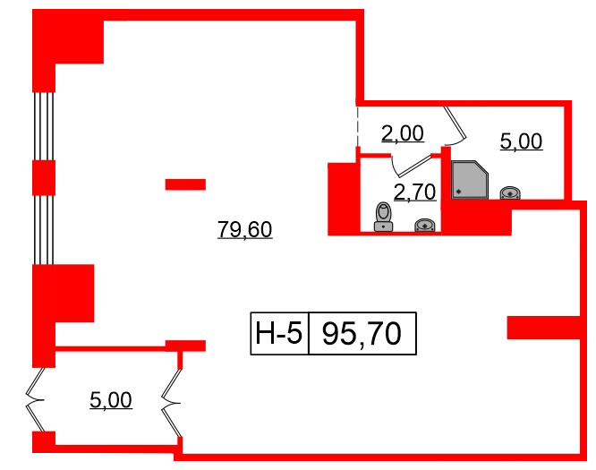 Помещение в ЖК VIDI, 95.7 м², 1 этаж