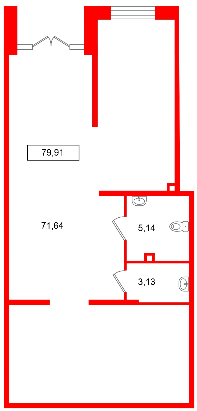 Помещение в ЖК Имена, 79.91 м², 1 этаж