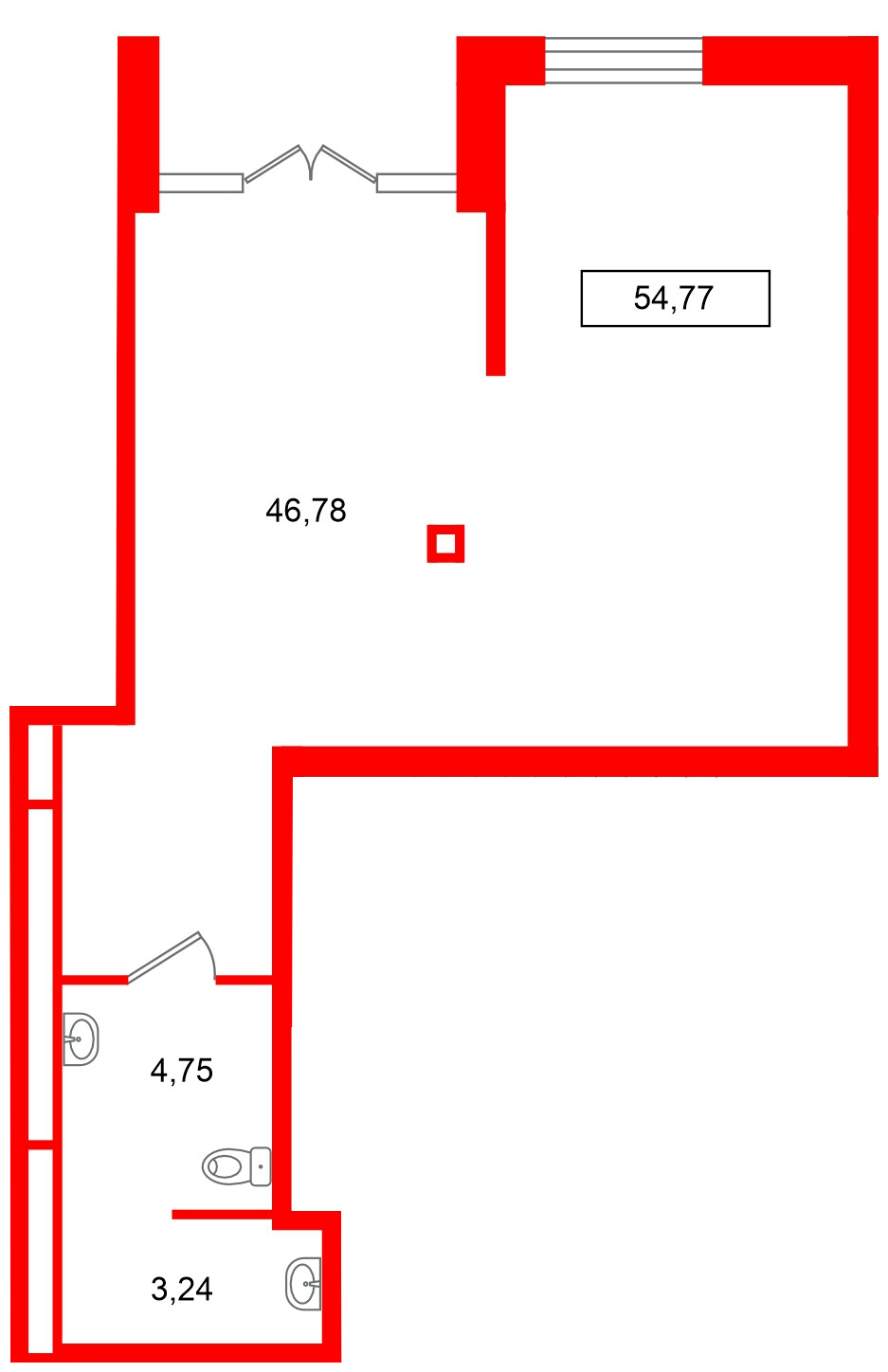 Помещение в ЖК Имена, 54.77 м², 1 этаж