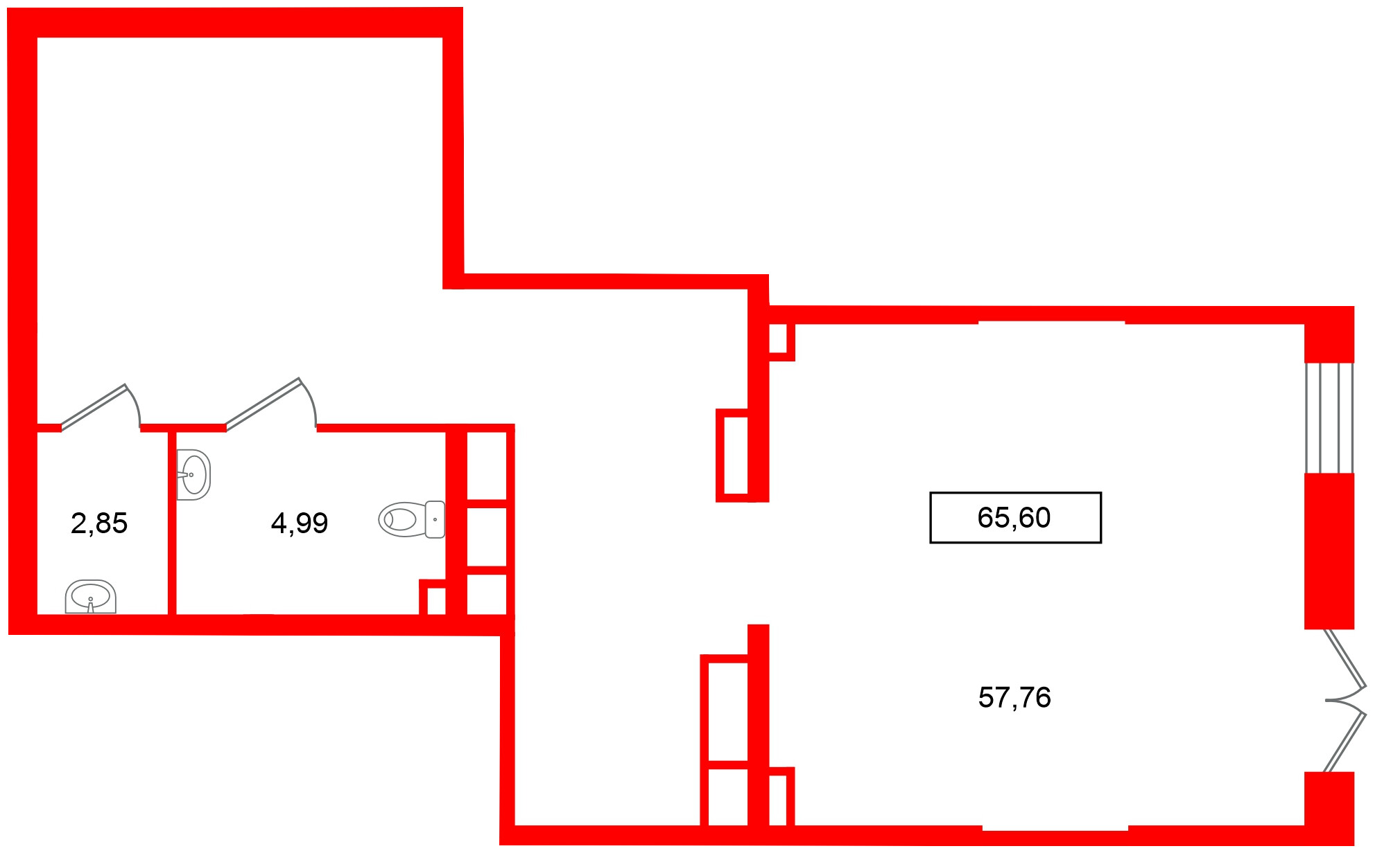 Помещение в ЖК Имена, 65.6 м², 1 этаж