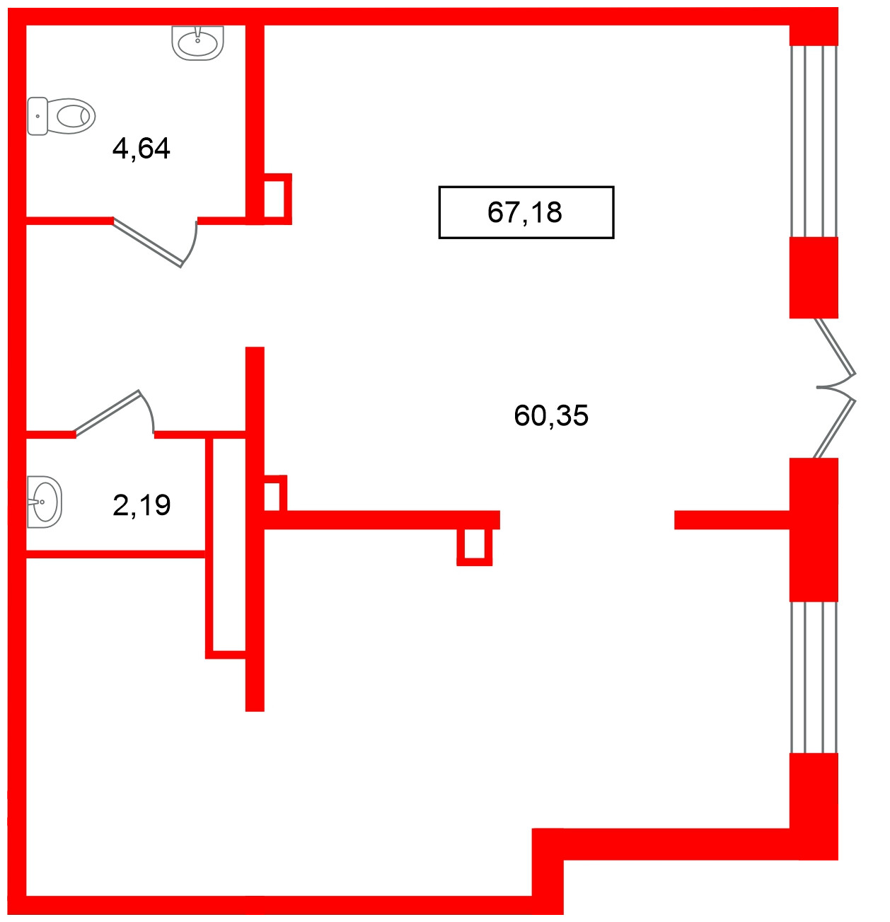 Помещение в ЖК Имена, 67.18 м², 1 этаж