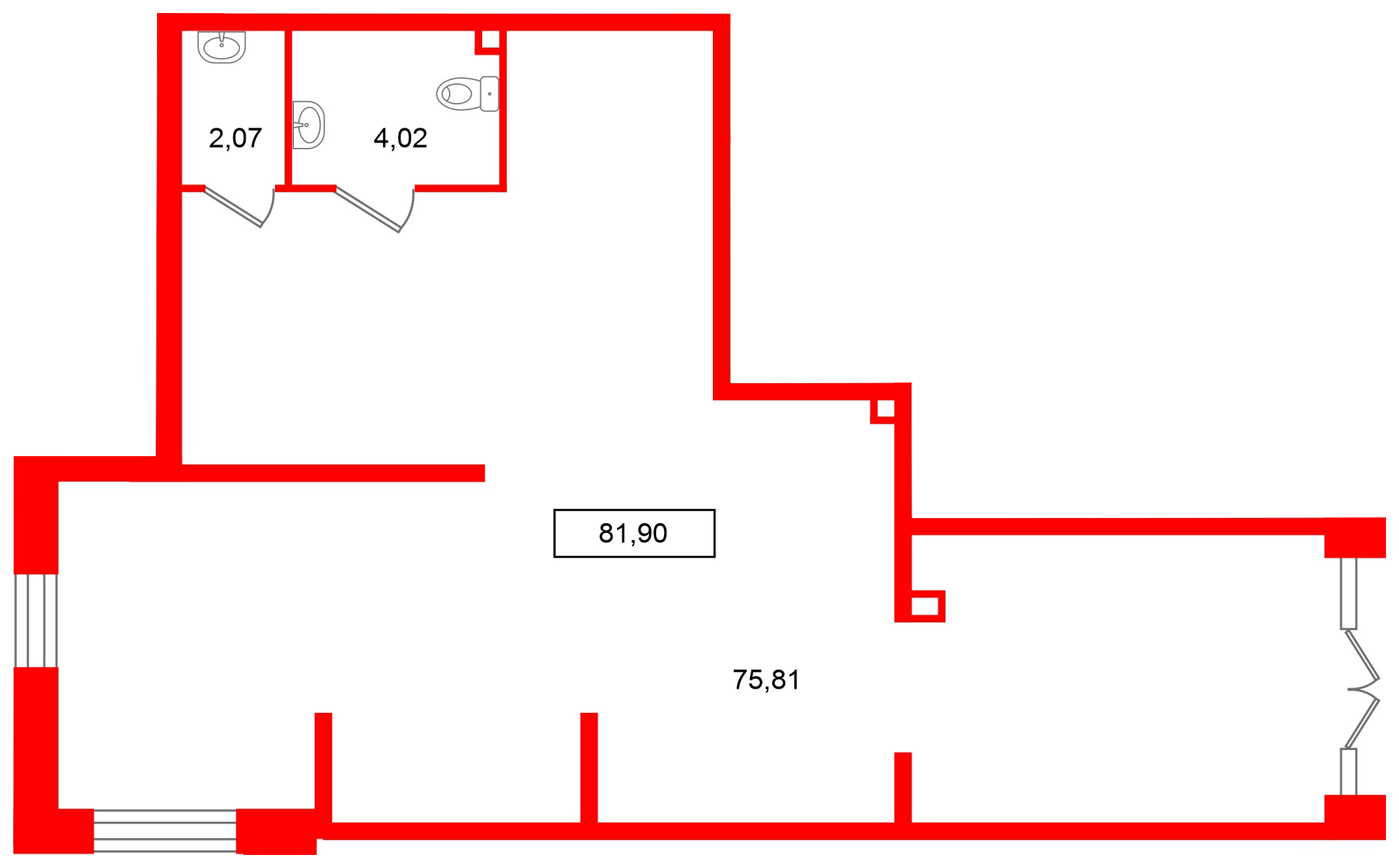 Помещение в ЖК Имена, 81.9 м², 1 этаж