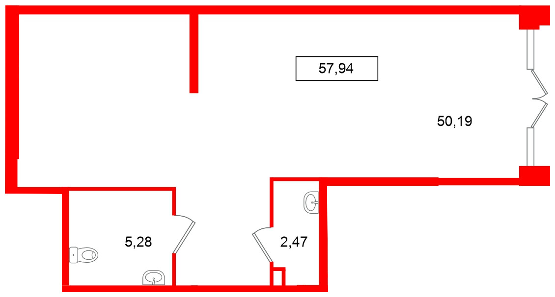 Помещение в ЖК Имена, 57.94 м², 1 этаж
