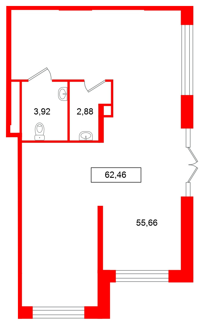 Помещение в ЖК Имена, 62.46 м², 1 этаж