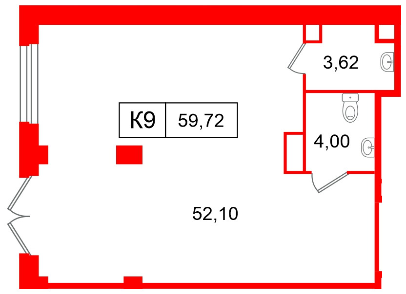 Помещение в ЖК Дом на Курской, 59.72 м², 1 этаж