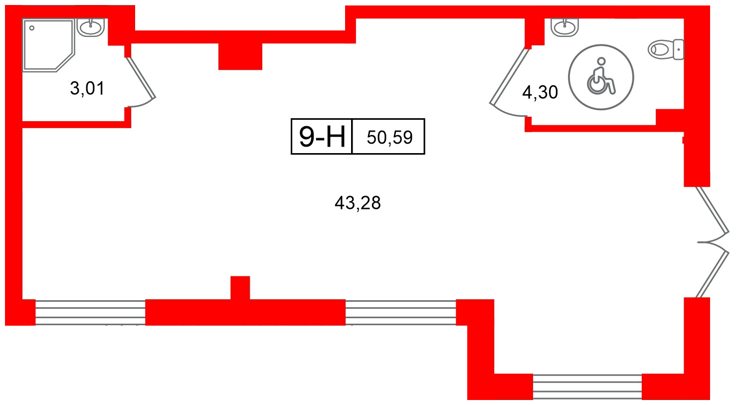 Помещение в ЖК Город спутник Южный., 50.59 м², 1 этаж