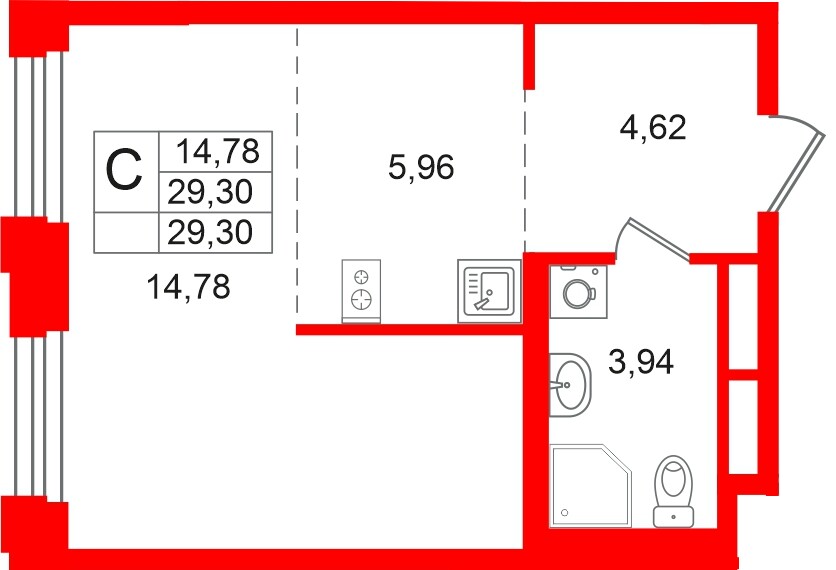 Квартира в ЖК «Кольский», студия, 29.3 м², 10 этаж