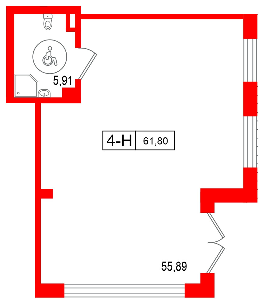 Помещение в ЖК Город спутник Южный., 61.8 м², 1 этаж