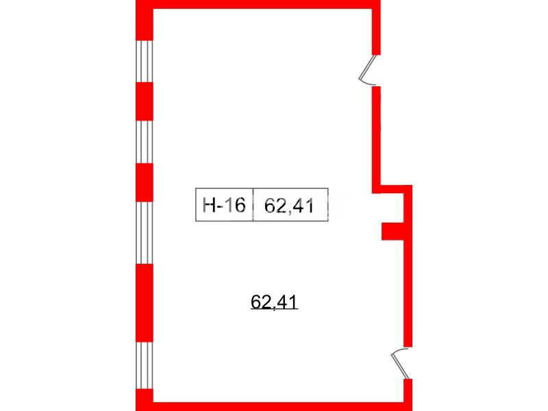 Помещение в ЖК Айди Политех, 62.41 м², 2 этаж