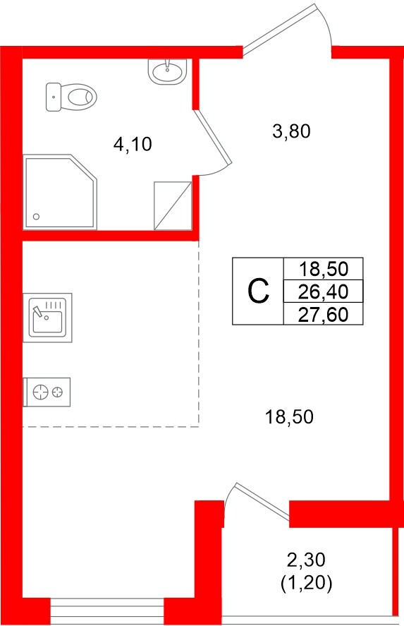 Квартира в ЖК Клюква.Парк, студия, 27.6 м², 10 этаж