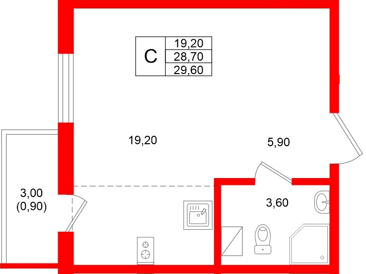 Квартира в ЖК Клюква.Парк, студия, 29.6 м², 10 этаж