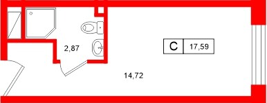 Планировка — Студия квартира, 17,6 м² в ЖК «Нигилист»