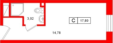 Апартаменты в ЖК «Нигилист», студия, 17.8 м², 8 этаж