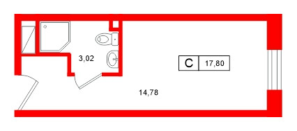 Апартаменты в ЖК Нигилист, студия, 17.8 м², 11 этаж