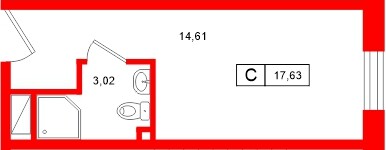 Апартаменты в ЖК «Нигилист», студия, 17.63 м², 11 этаж