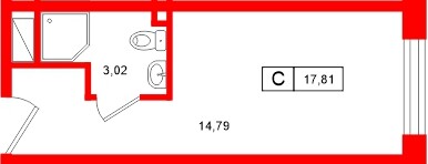 Планировка — Студия квартира, 17,8 м² в ЖК «Нигилист»