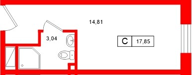 Планировка — Студия квартира, 17,9 м² в ЖК «Нигилист»
