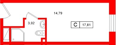 Планировка — Студия квартира, 17,8 м² в ЖК «Нигилист»