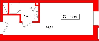 Планировка — Студия квартира, 17,9 м² в ЖК «Нигилист»