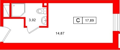 Планировка — Студия квартира, 17,9 м² в ЖК «Нигилист»