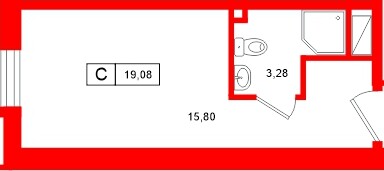 Планировка — Студия квартира, 19,1 м² в ЖК «Нигилист»
