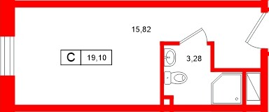 Планировка — Студия квартира, 19,1 м² в ЖК «Нигилист»
