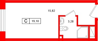 Планировка — Студия квартира, 19,1 м² в ЖК «Нигилист»