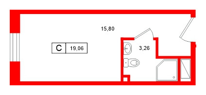 Апартаменты в ЖК Нигилист, студия, 19.06 м², 10 этаж