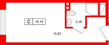 Планировка — Студия квартира, 19,1 м² в ЖК «Нигилист»
