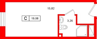 Планировка — Студия квартира, 19,1 м² в ЖК «Нигилист»