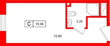 Апартаменты в ЖК «Нигилист», студия, 19.06 м², 11 этаж