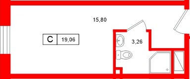 Апартаменты в ЖК «Нигилист», студия, 19.06 м², 10 этаж
