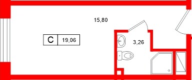 Апартаменты в ЖК «Нигилист», студия, 19.06 м², 11 этаж