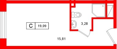 Апартаменты в ЖК «Нигилист», студия, 19.09 м², 9 этаж