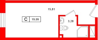Апартаменты в ЖК «Нигилист», студия, 19.09 м², 9 этаж
