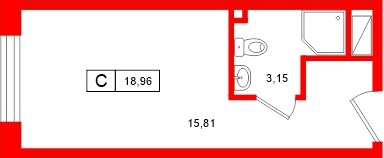 Апартаменты в ЖК «Нигилист», студия, 18.96 м², 7 этаж