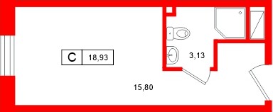 Апартаменты в ЖК «Нигилист», студия, 18.93 м², 10 этаж