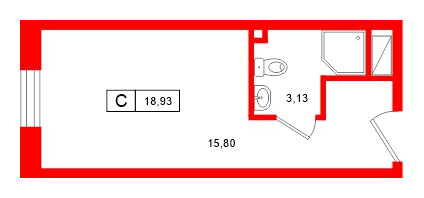 Апартаменты в ЖК Нигилист, студия, 18.93 м², 11 этаж