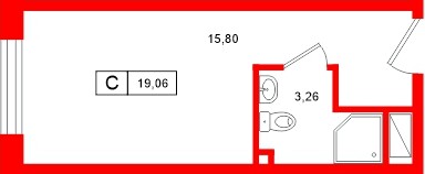 Апартаменты в ЖК «Нигилист», студия, 19.06 м², 10 этаж