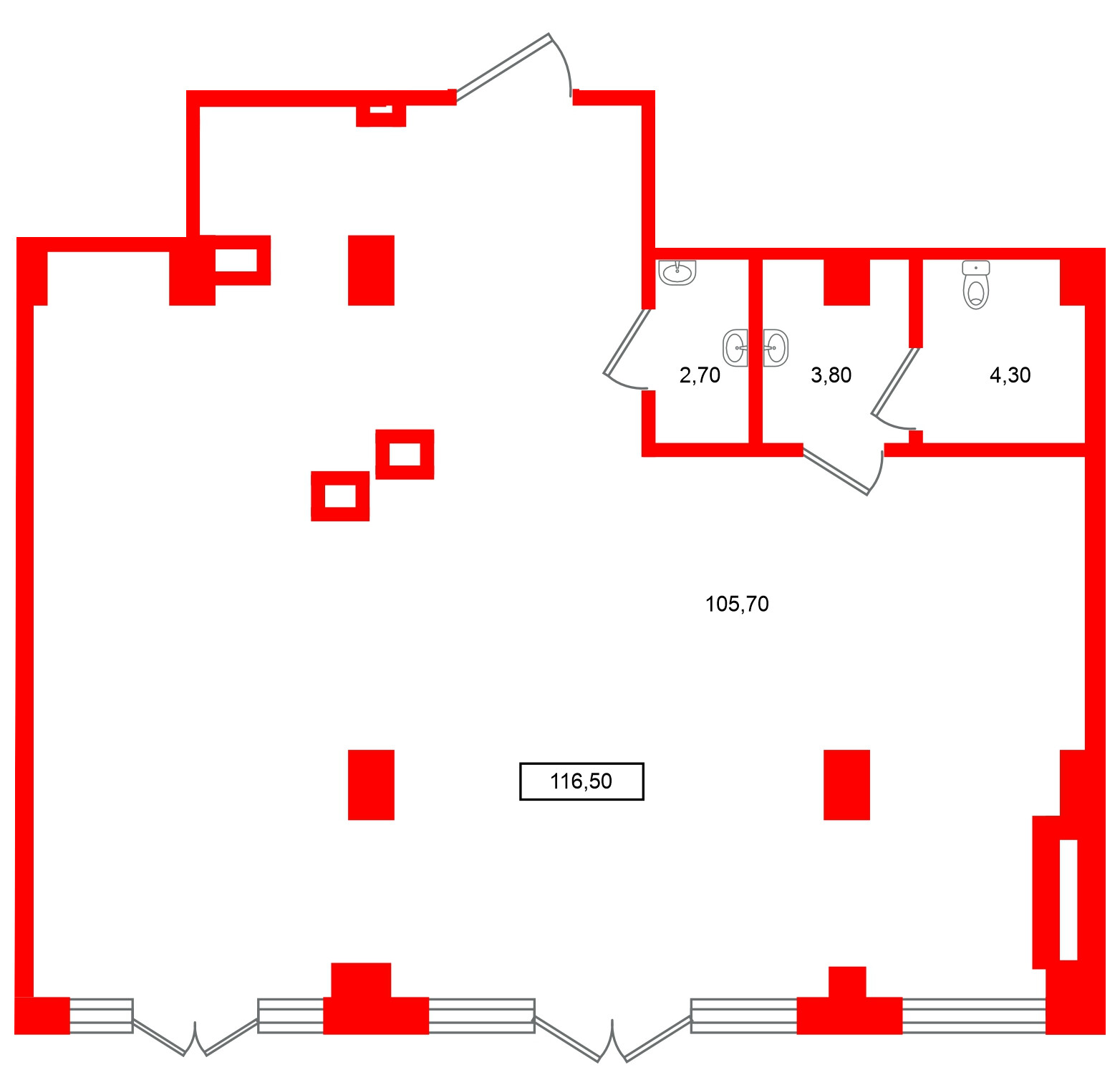 Помещение в ЖК Европейский парк, 116.5 м², 2 этаж